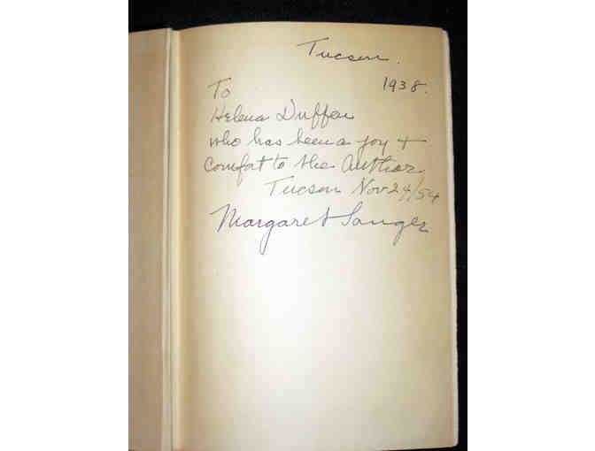 SIGNED FIRST EDITION AUTOBIOGRAPHY OF MARGARET SANGER WITH EPHEMERA
