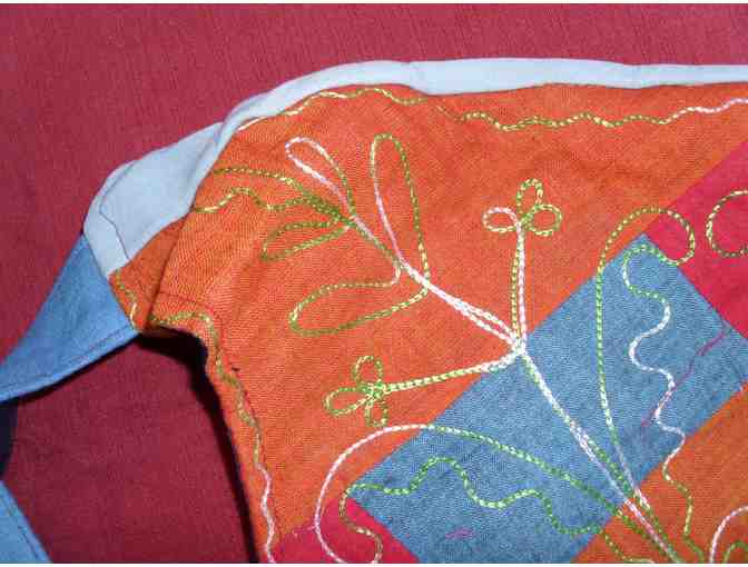 Embroidered Cotton Patch Shoulder Bag