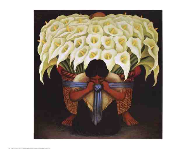 Framed poster by Diego River entitled 'Vendedora de Flores'