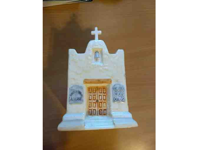 Ceramic Adobe Church Music Box - Plays 'Vaya con Dios'