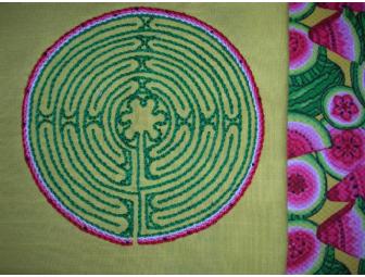 hand embroidered finger labyrinth pillow