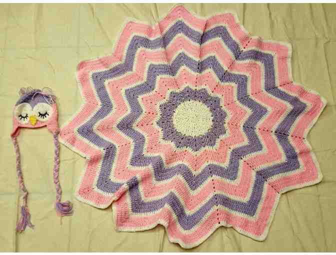 Handmade Crochet Baby Blanket and Beanie set