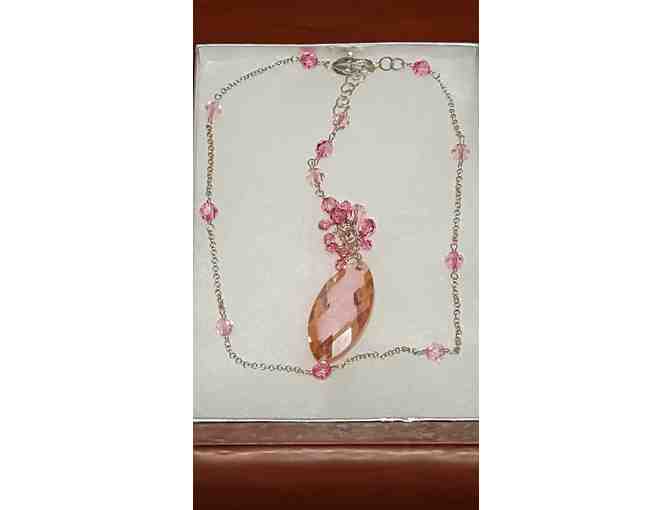Pink Swarovski Crystal Drop Necklace