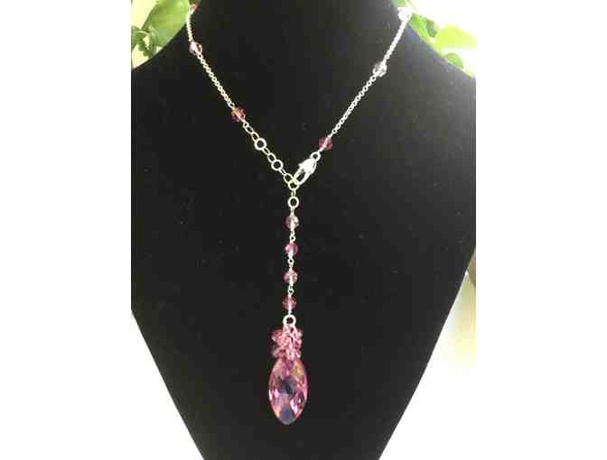 Pink Swarovski Crystal Drop Necklace