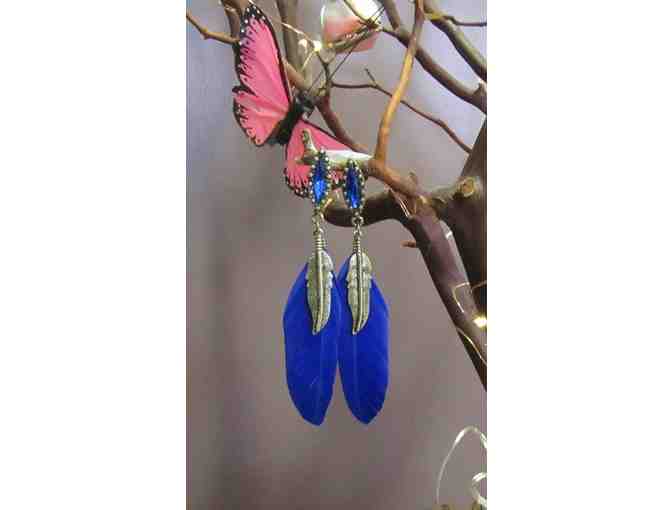 Blue Feather Earrings