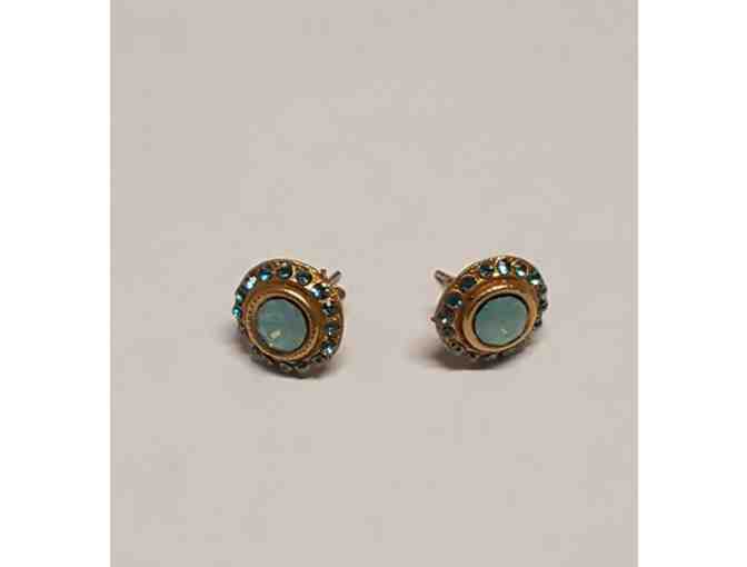Round Teal Stud Earrings