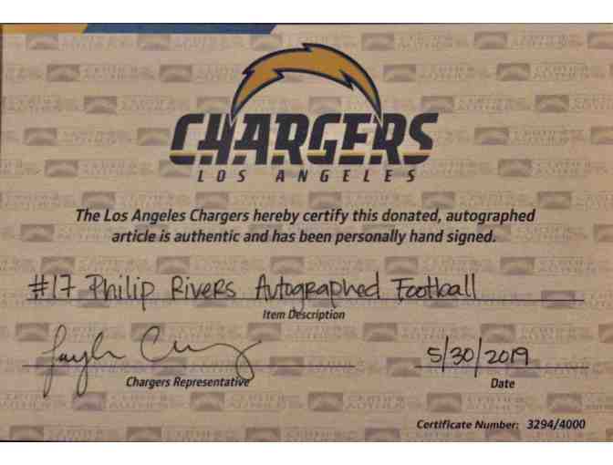 Philip Rivers Memorabilia - Autographed Football - Go Chargers