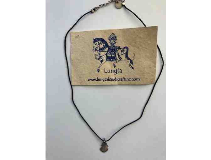 Lungta Feather Charm on string necklace