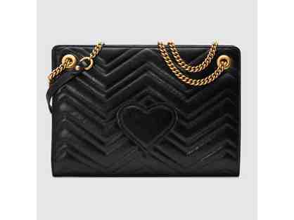 Gucci Black Leather GG Marmont Matelasse Medium Shoulder Bag & Wallet