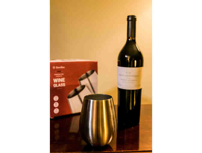 Four Bottles of Red Wine and Six Wine Glasses