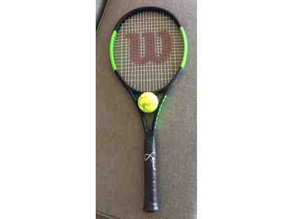 Serena Williams Autographed Tennis Ball & Racket (P)