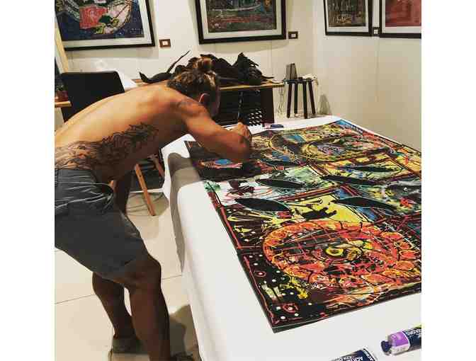 Custom Framed Original Painting by Junior Rodriguez; Art Gallery Cafe, Tamarindo