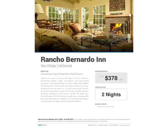 2-Night Stay at Rancho Bernado Inn, San Diego