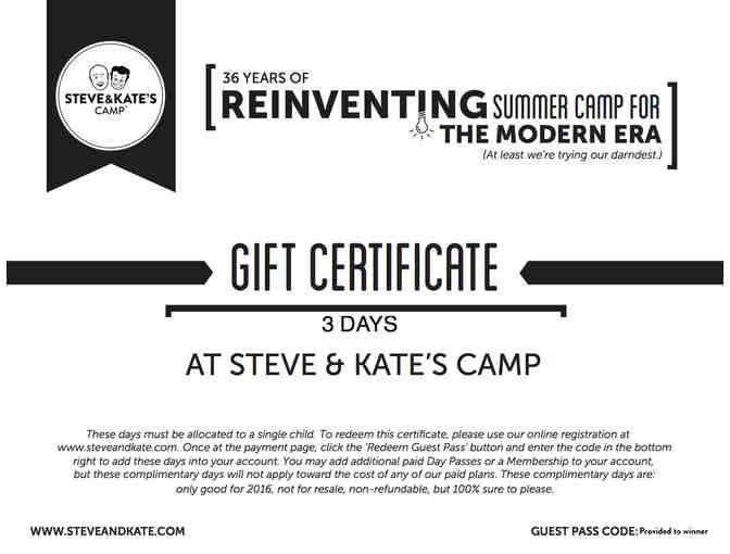 Steve & Kate's Camp - 3 Days of Camp