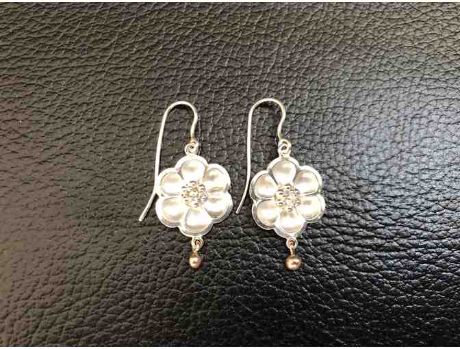 Georg Jensen Vintage Sterling Silver Earrings with Rose Gold Accents