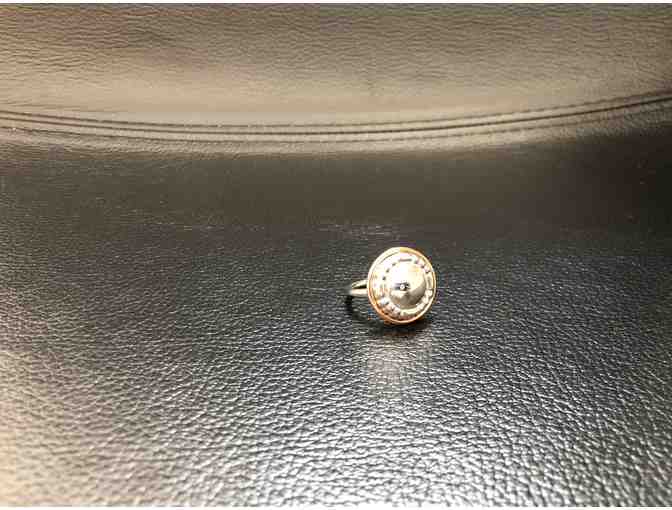 Georg Jensen Vintage Sterling Silver Ring with Rose Gold Accents