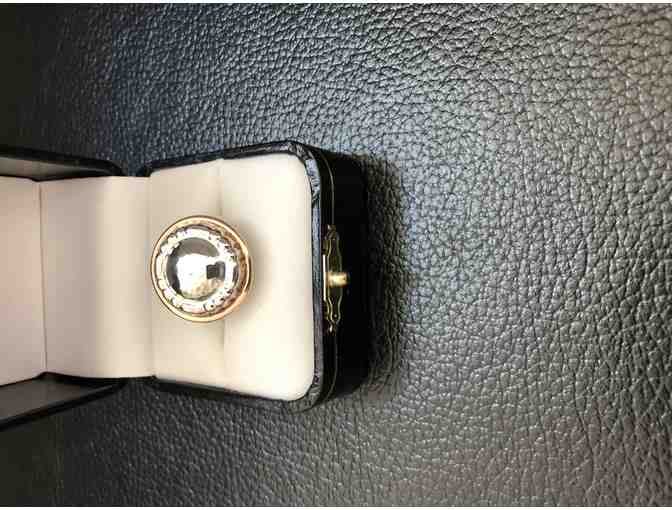 Georg Jensen Vintage Sterling Silver Ring with Rose Gold Accents
