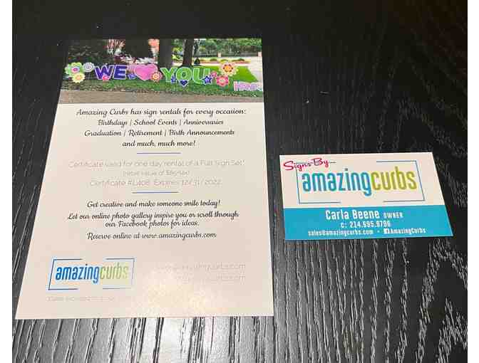 Amazing Curbs - One Day Sign Rental Gift Card and Gift Basket