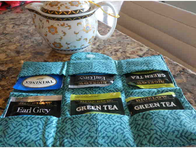 Handmade Tea Bag Wallet - Green & Blue