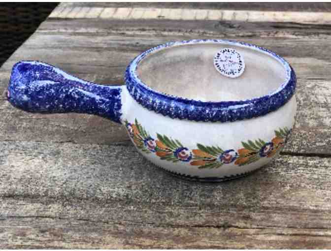 Henriot Quimper Corbeille Rose, Fondue Pot with Handle