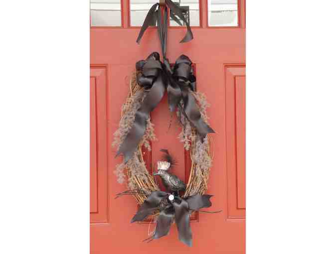 Royal Boo-tiful Crowned Glittered Crow Wreath