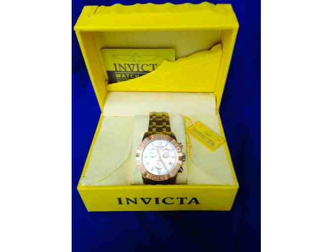 Invicta Mens Pro Diver Elite Rose Gold Tone Bezel Stainless Steel Chronograph Watch