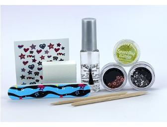 Black & White Striped Peace Bag with Nail Art Kit