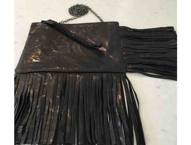 Black Double-Fringe Pouch/Wristlet from Evoke Women