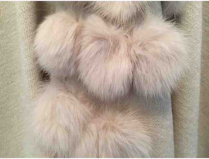 Rabbit Fur Pom Pom Trim Cream Crepe from Dale Michele
