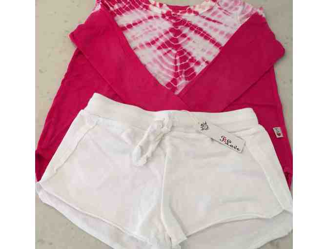 T2Love Pink Tie-Dye LS Shirt (8) & White Shorts (10)