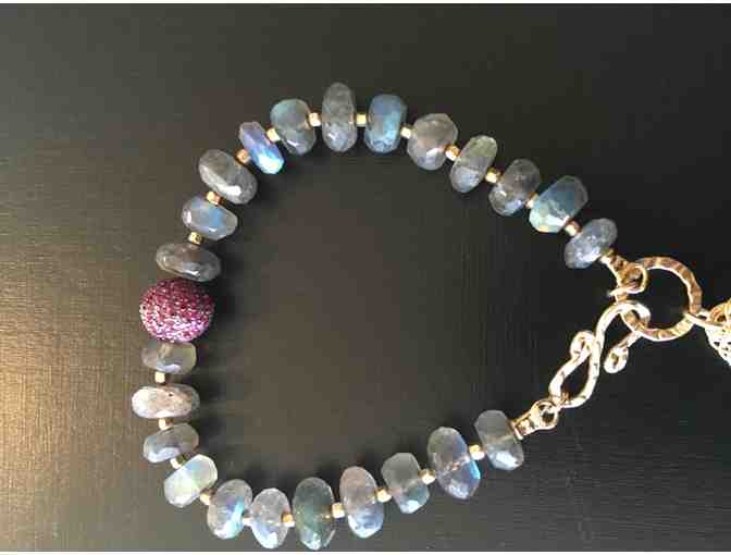 Labradorite, Ruby and Gold Tassel Bracelet