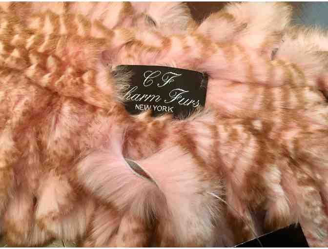 Rabbit Fur Scarf in Soft Pink and Brown Tones