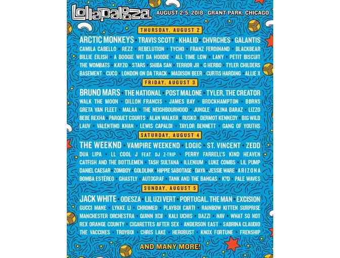 4-Day Lollapalooza VIP Package for Four - Chicago, Aug. 2-5, 2018