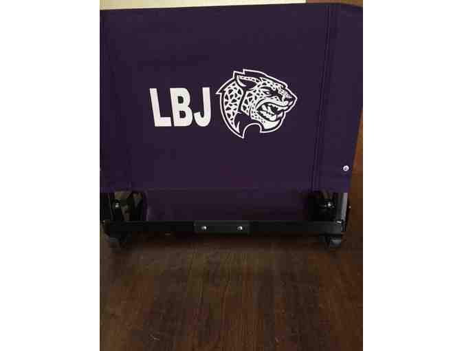 Purple Jag stadium seat with LBJ Jaguar Logo - WIDE
