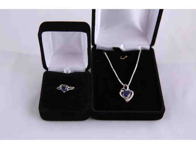 Blue Sapphire White Gold Jewelry Set