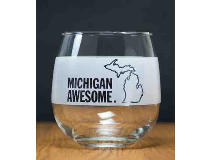 Michigan Awesome Wine Glasses and Vinyl Michigan Decal