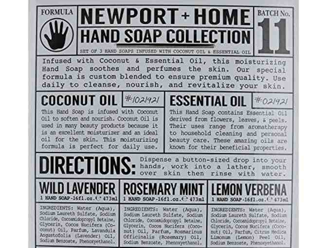 Newport + Home Gift Set with 3 (16 FL OZ) Hand Soaps in Glass Bottles.