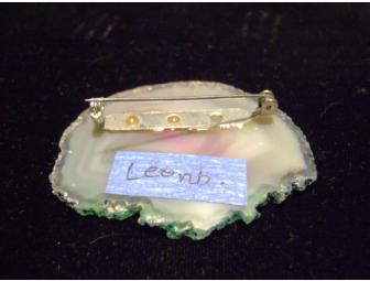 HAND PAINTED AGATE PIN of a Standing Leo