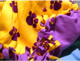 FLEECE DOUBLE SIDED BLANKET #1 Purple Paw prints on yellow