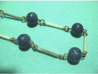 Vintage BLUE GLASS BEAD Necklace