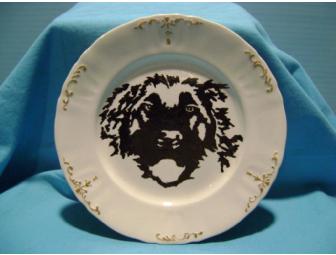 Hand painted Leonberger Face #4 on Johnson Bros England Plate
