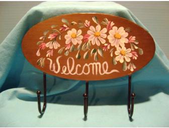 Hand Painted Welcome Plaque for Keys & Leashes
