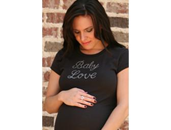 'BabyLove' Rhinestone Maternity Tee