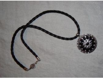 Black Necklace with Round Pendant