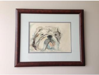 Watercolor Bulldog Painting by Judy Lavendar