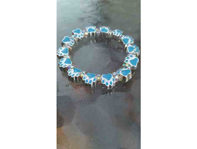 One Paw at a Time Bracelet - Blue, White & Silver