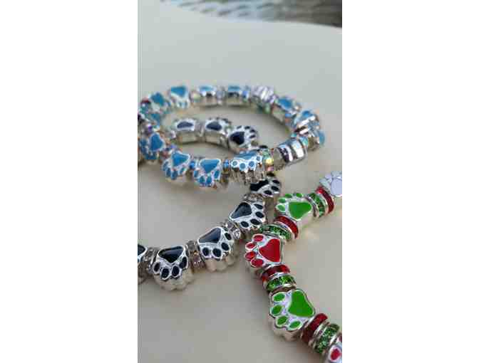 One Paw at a Time Bracelet - Blue, White & Silver
