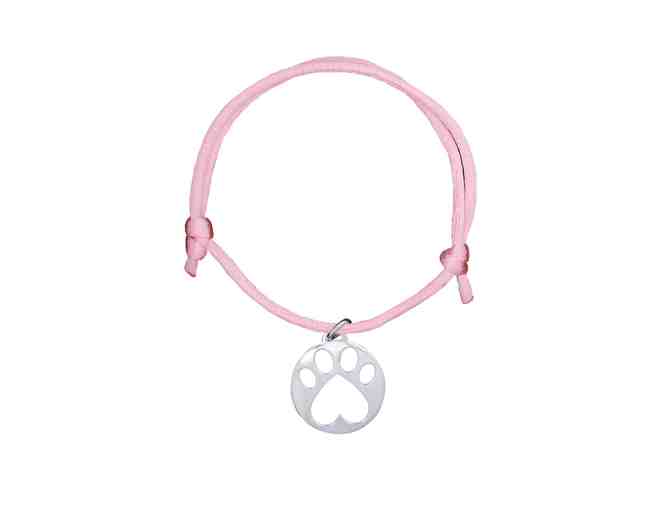 London Jewelers: Our Cause For Paws Sterling Silver Paw Charm on Pink Cord Bracelet