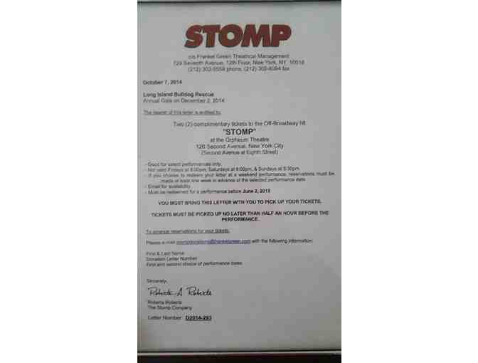 STOMP Tickets, Autographed Poster and Garbage Can Top!