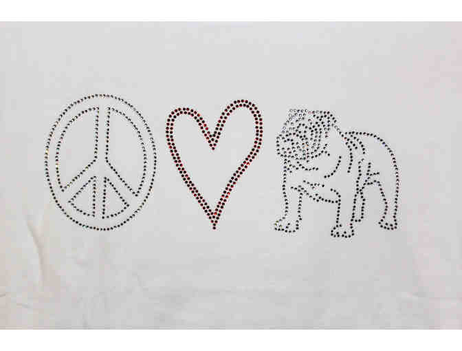 Peace Love Bully Custom Rhinestone T-Shirt - Medium